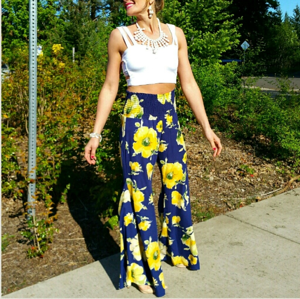 054. "Fabulous in Florals" palazzo pants